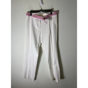 Sam Ty White Slacks with Grosgrain Belt Size 14